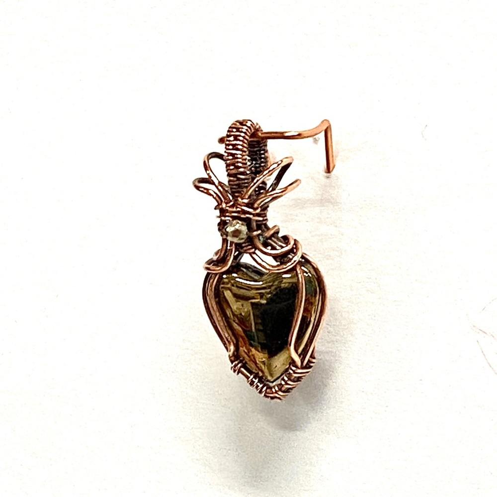 HANDCRAFTED Pyrite Heart Hand Wrapped Copper Dainty Heart, Valentines Gift Girl - Picture 7 of 10